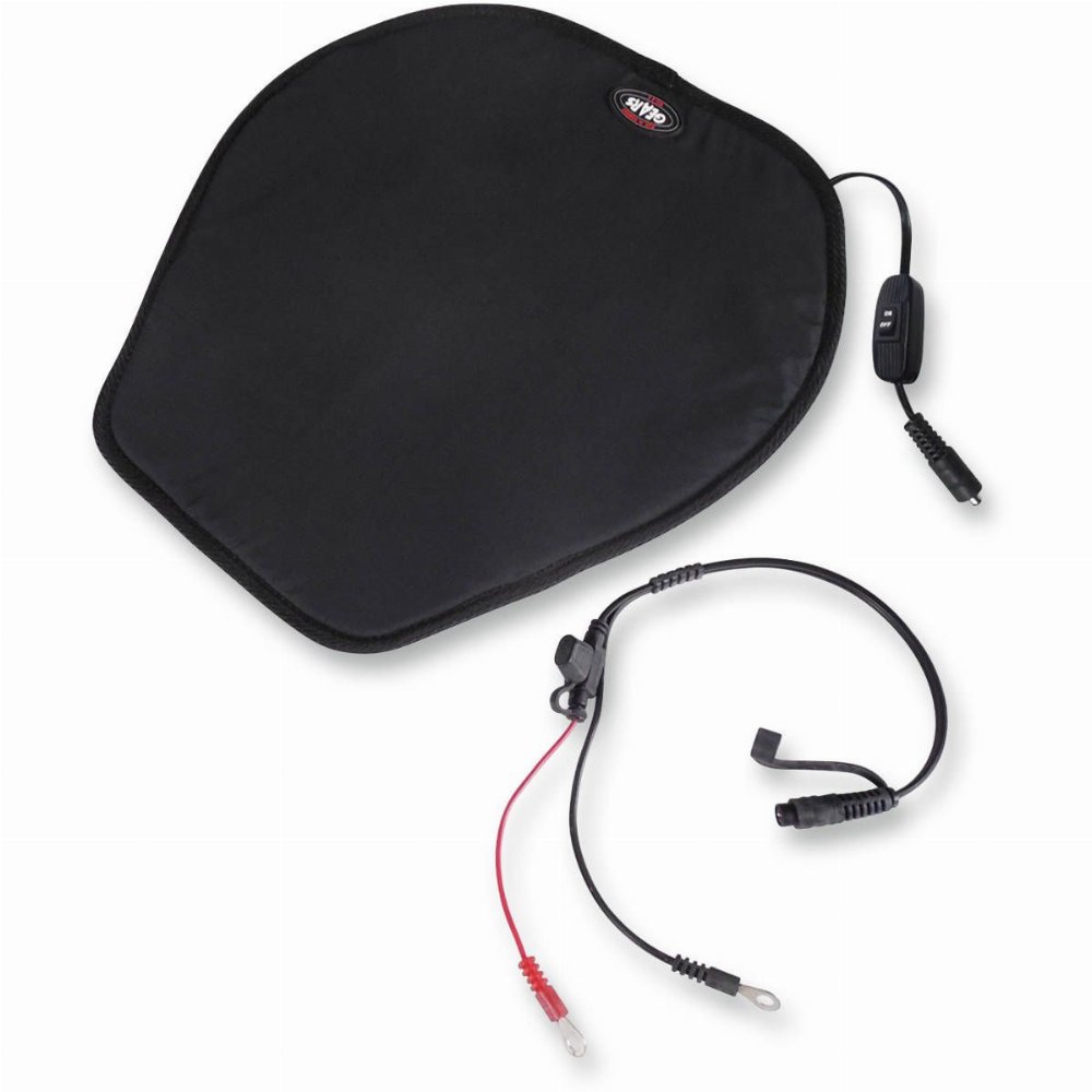 a heated seat pad for snowmobile or ATV with plug in cord attached.