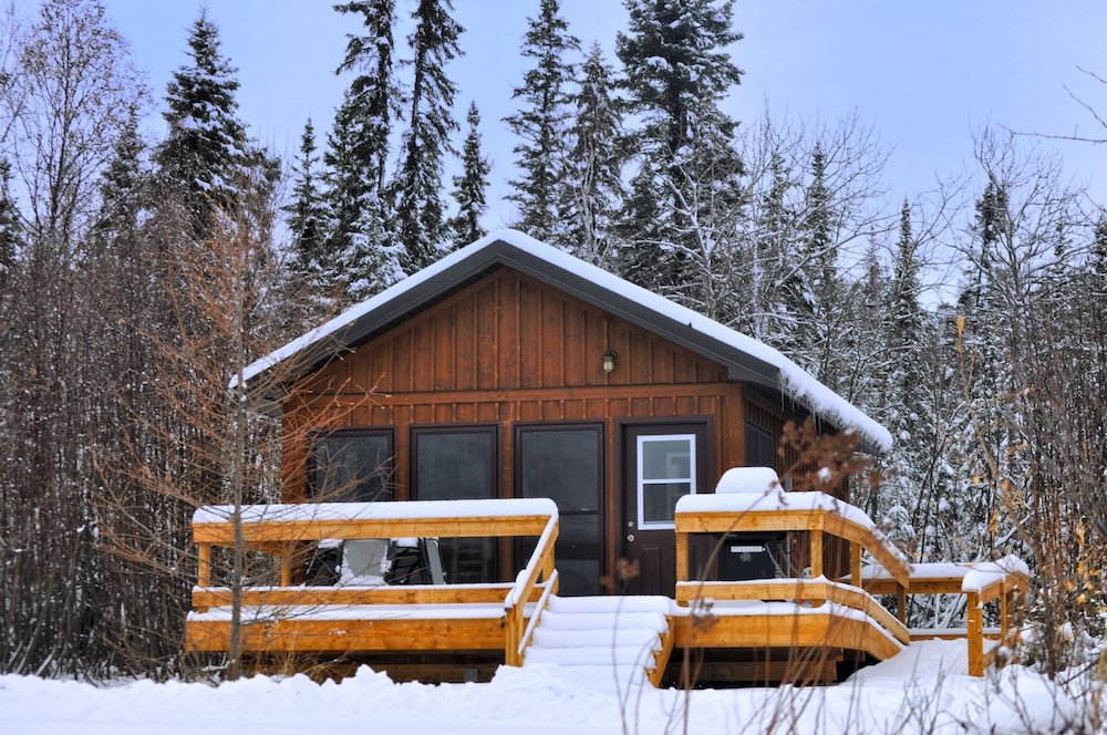 Cabin in the snow at Windy Lake Provincial Park