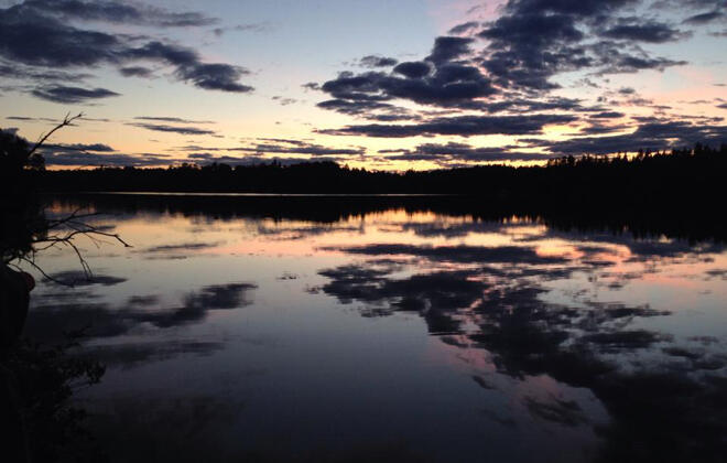 The clouds above Kashabowie Lake make for a great reflection