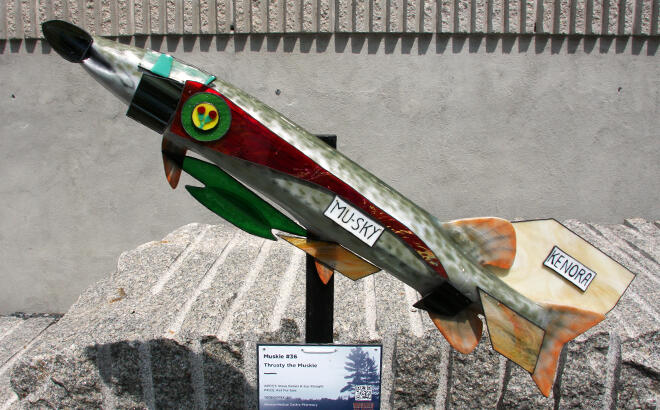 Thrusty the Musky uses beautiful stained glass