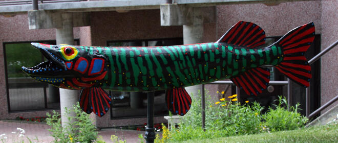 Rose Wiley, influenced by Noval Morriseau, wanted the work to speak of spirituality and mysticism
