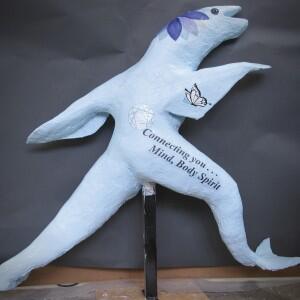 Maeve is actually two muskies crafted by Deb Coulis and Laura Mychlyshyn