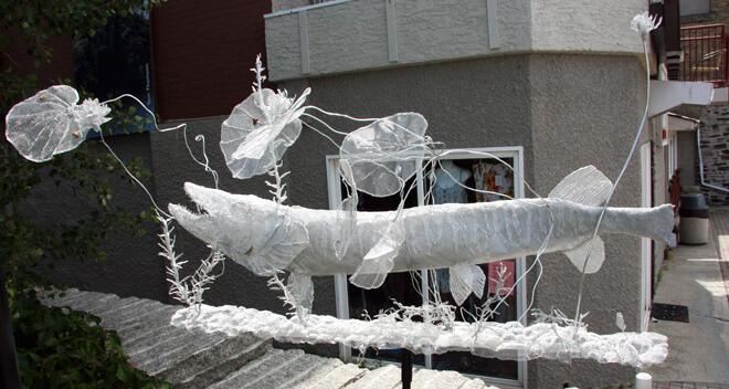 This dazzlng, detailed muskie Laurie Dufresne is made of aluminum