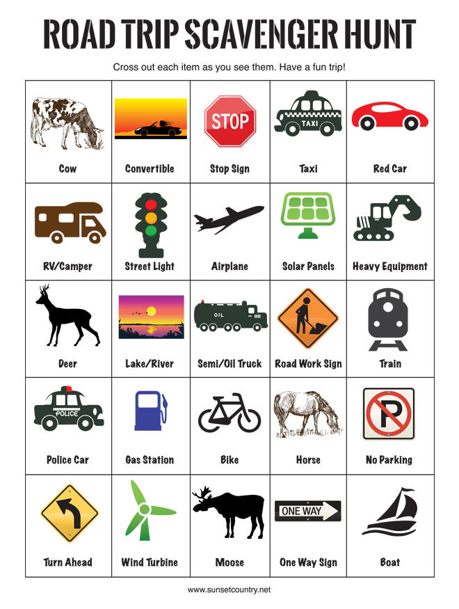 Click the image to download a high res copy of the Road Trip Scavenger Hunt
