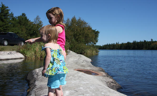 The Dixie Lake rest area on the Trans Canada Highway is a great place to stretch your legs