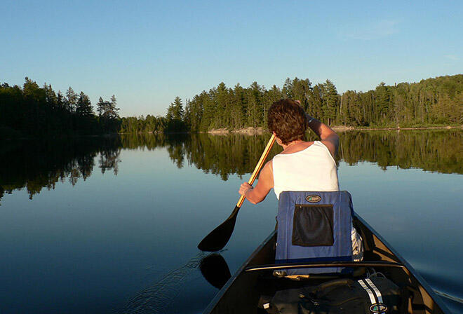 Canoeing one of the many lakes in Quetico. Photo: Mike McKinnon, Atikokan Progress