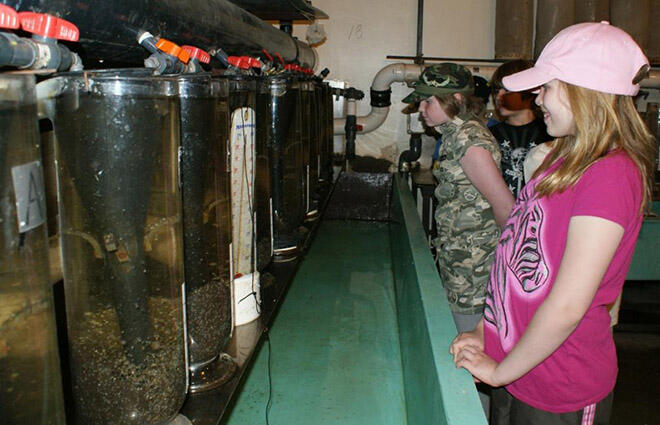 Checking out the Atikokan Walleye Hatchery. Photo: Mike McKinnon, Atikokan Progress