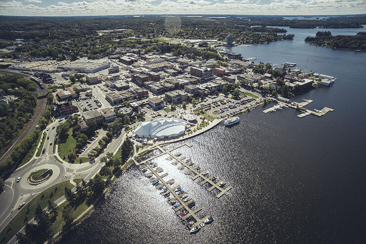 Aerial view of Kenora's gorgeous waterfront