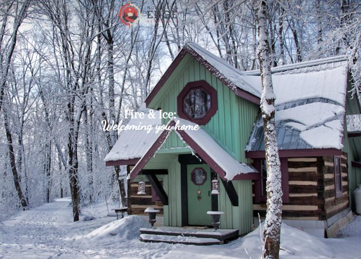 Log cabin in the winter.