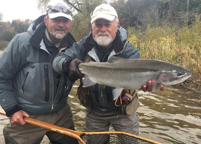 john valk and bill spicer with saugeen river steelhead
