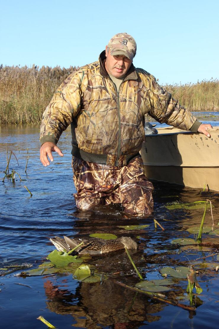 hunter in water